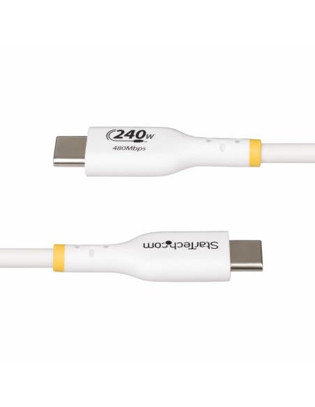 StarTech.com Cavo di ricarica USB-C Bianco da 2m, cavo USB C certificato USB-IF, 240W PD EPR, cavo di ricarica USB 2.0 Tipo-C