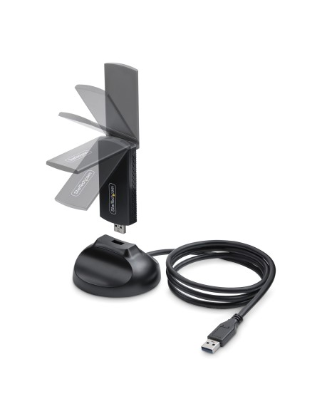 StarTech.com Chiavetta Wi-Fi 6E USB Dongle per PC Desktop Laptop, NIC wireless con antenna pieghevole, adattatore WiFi con