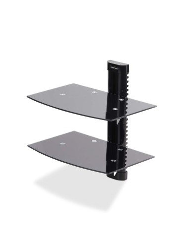 StarTech.com Mensola da Parete in Vetro Temperato per Apparecchiature A V - 2 Ripiani lisci sotto sopra TV Monitor regolabili