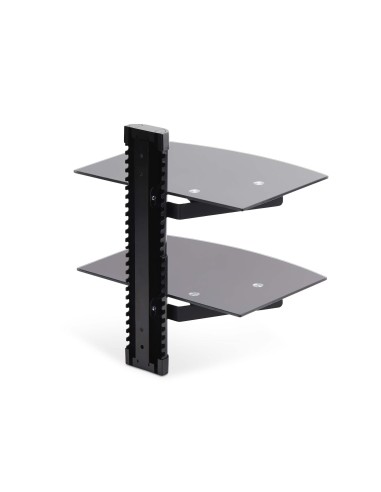 StarTech.com Mensola da Parete in Vetro Temperato per Apparecchiature A V - 2 Ripiani lisci sotto sopra TV Monitor regolabili
