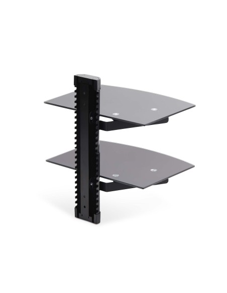 StarTech.com Mensola da Parete in Vetro Temperato per Apparecchiature A V - 2 Ripiani lisci sotto sopra TV Monitor regolabili