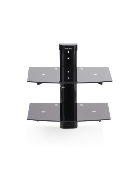 StarTech.com Mensola da Parete in Vetro Temperato per Apparecchiature A V - 2 Ripiani lisci sotto sopra TV Monitor regolabili