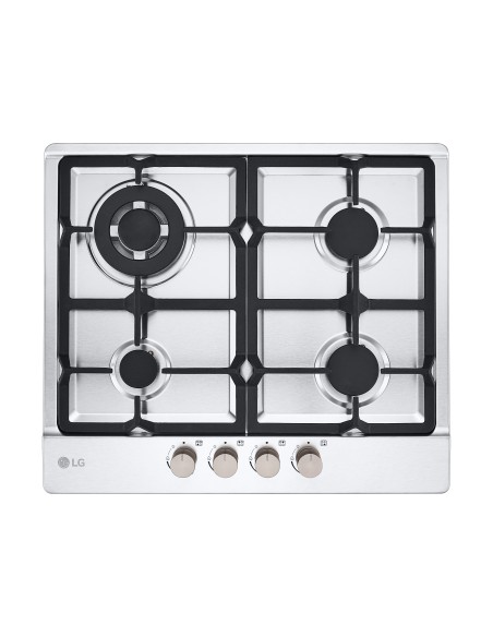LG CBGZ2414S Piano cottura a gas 60cm, 8,5kW, 4 bruciatori, Griglie in ghisa, Piatto inox