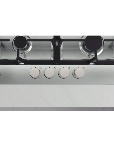 LG CBGZ2414S Piano cottura a gas 60cm, 8,5kW, 4 bruciatori, Griglie in ghisa, Piatto inox