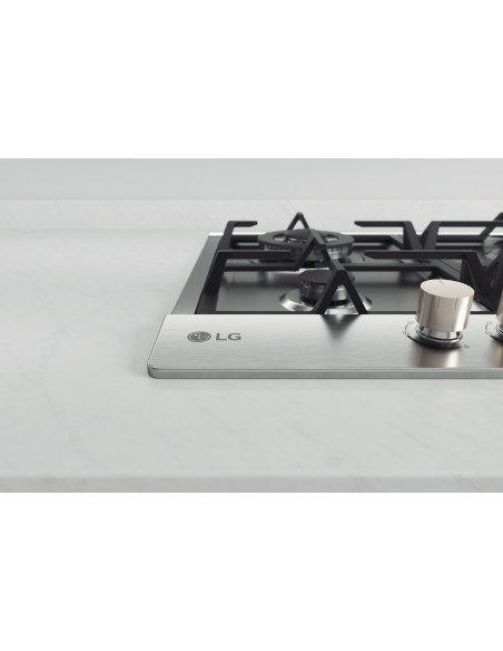 LG CBGZ2414S Piano cottura a gas 60cm, 8,5kW, 4 bruciatori, Griglie in ghisa, Piatto inox