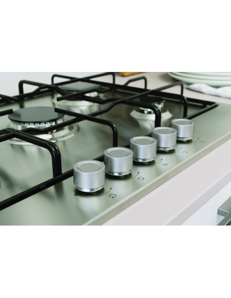 Indesit THP 752 IX I 1 piano gas inox 75cm 5 fuochi griglie smaltate