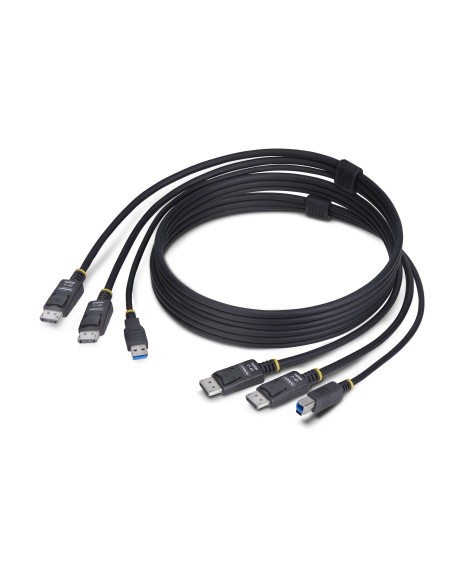 StarTech.com Cavo KVM con doppia porta DisplayPort e USB 5 Gbps da 1,8m, 4K 60 Hz, DP 1.2 e cavo combinato USB per switch KVM a