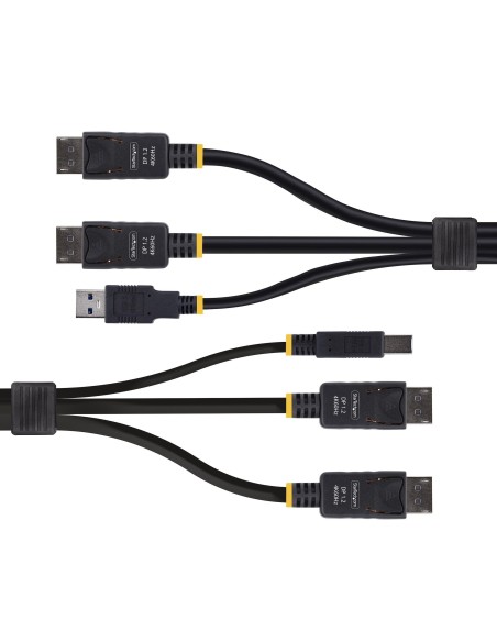 StarTech.com Cavo KVM con doppia porta DisplayPort e USB 5 Gbps da 1,8m, 4K 60 Hz, DP 1.2 e cavo combinato USB per switch KVM a