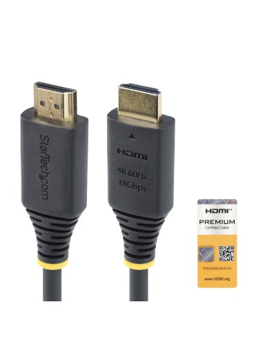 StarTech.com Cavo HDMI ad alta velocità certificato Premium da 1m, 4K 60Hz 1440p 144Hz, HDR10 HDCP 2.2 ARC, 18Gbps, cavo UHD
