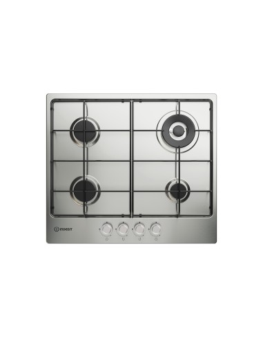 Indesit THP 642 W IX I 1 piano gas inox 60cm 4 fuochi bruciatore doppia corona griglie smaltate