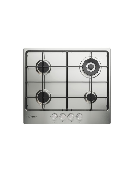Indesit THP 642 W IX I 1 piano gas inox 60cm 4 fuochi bruciatore doppia corona griglie smaltate