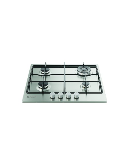 Indesit THP 642 W IX I 1 piano gas inox 60cm 4 fuochi bruciatore doppia corona griglie smaltate