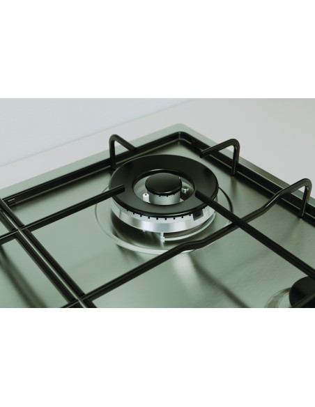 Indesit THP 642 W IX I 1 piano gas inox 60cm 4 fuochi bruciatore doppia corona griglie smaltate