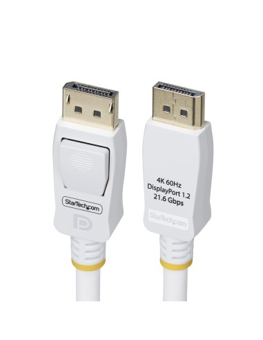 StarTech.com Cavo DisplayPort 1.2 certificato VESA bianco da 3m, 4K 60 Hz, 21,6 Gbps, connettori DP a scatto, cavo DisplayPort