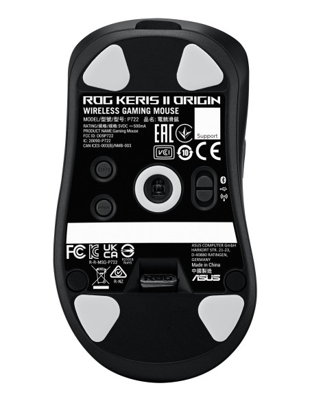 ASUS ROG Keris II Origin BLK mouse Gaming Mano destra RF Wireless + Bluetooth + USB Type-A Ottico 42000 DPI