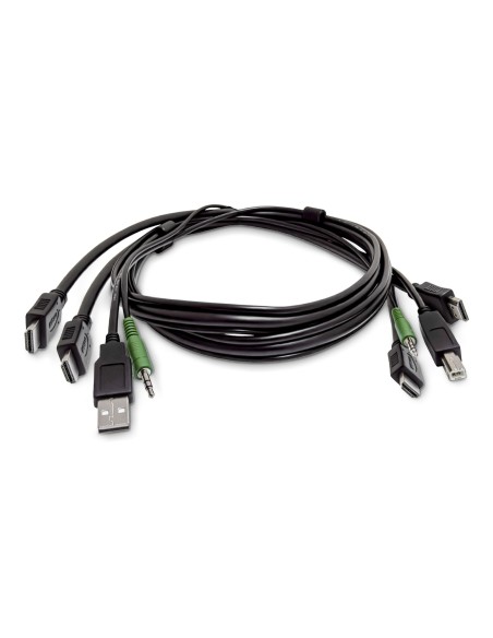 StarTech.com Cavo KVM HDMI doppio da 3 m, USB 2.0, audio jack 3,5 mm, cavo combinato universale compatibile con switch KVM,