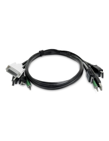 StarTech.com Cavo KVM doppio display da 1,8 m, HDMI e DisplayPort a DVI e DP, USB 2.0, audio jack 3,5 mm, cavo combinato