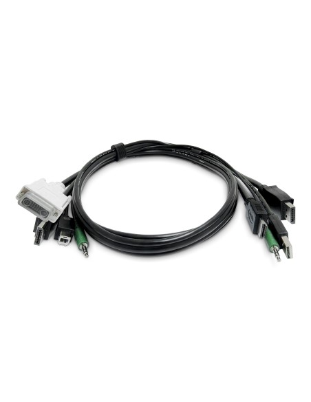 StarTech.com Cavo KVM doppio display da 1,8 m, HDMI e DisplayPort a DVI e DP, USB 2.0, audio jack 3,5 mm, cavo combinato