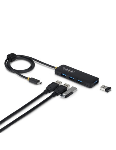 StarTech.com Hub USB-C a 4 Porte, Alimentato da BUS, Mini Hub USB 5Gbps per Laptop Descktop con 4 Porte USB-A e Cavo Integrato