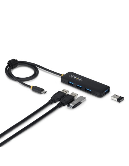 StarTech.com Hub USB-C a 4 Porte, Alimentato da BUS, Mini Hub USB 5Gbps per Laptop Descktop con 4 Porte USB-A e Cavo Integrato