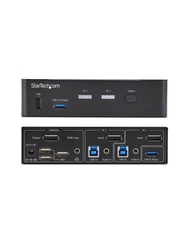 StarTech.com Switch KVM DisplayPort a 2 porte, 4K 60Hz, DP 1.2, gestione EDID, hub USB 3.0 a 2 porte, 4 porte USB HID, conforme