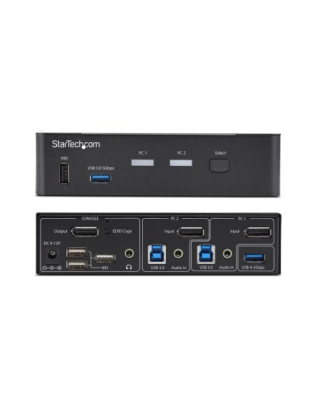 StarTech.com Switch KVM DisplayPort a 2 porte, 4K 60Hz, DP 1.2, gestione EDID, hub USB 3.0 a 2 porte, 4 porte USB HID, conforme