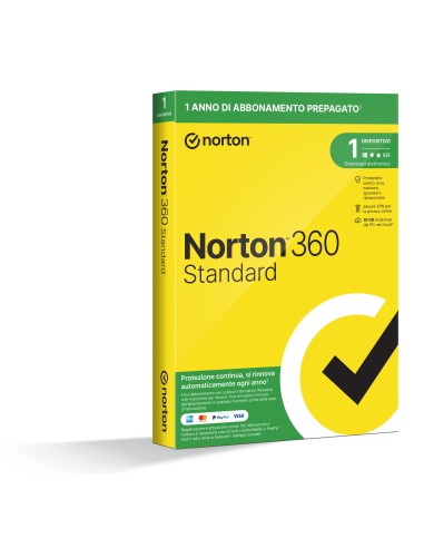 Norton 360 Standard 2026 Sicurezza antivirus ITA 1 licenza e 1 anno i