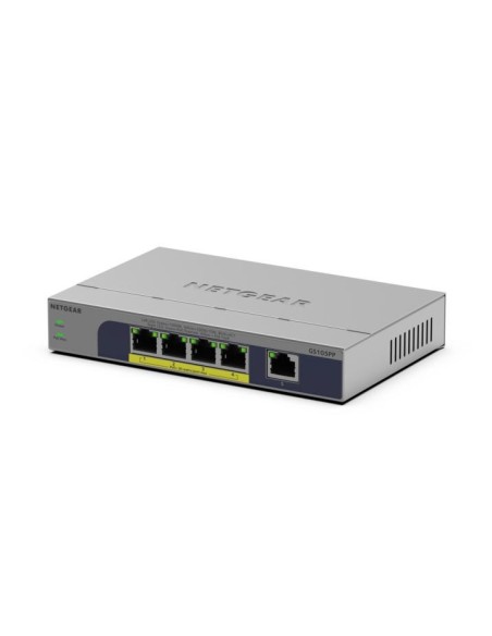 NETGEAR GS105PP Non gestito Gigabit Ethernet (10 100 1000) Supporto Power over Ethernet (PoE) Montaggio da desktop parete Grigio