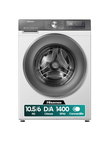 Hisense WD3S1043BW7 lavasciuga Libera installazione Caricamento frontale Bianco D