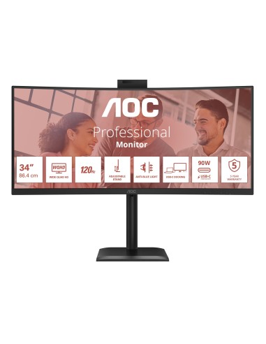 AOC E4 CU34E4CW Monitor PC 86,4 cm (34") 3440 x 1440 Pixel UltraWide Quad HD LED Nero