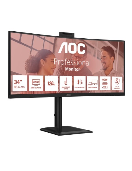 AOC E4 CU34E4CW Monitor PC 86,4 cm (34") 3440 x 1440 Pixel UltraWide Quad HD LED Nero