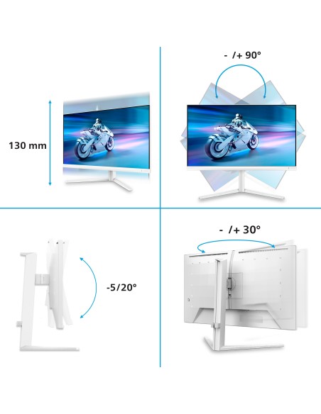 Philips Evnia 6000 27M2N6501L 00 Monitor PC 67,3 cm (26.5") 2560 x 1440 Pixel Quad HD QD-OLED Bianco