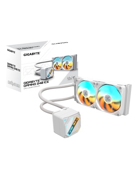 GIGABYTE GAMING 240 ICE Dissipatore a Liquido per CPU - 2x120mm Ventole ARGB, meccanismo di bloccaggio a scorrimento,