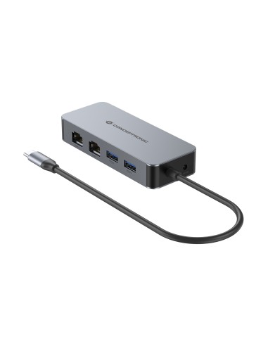 Conceptronic ABBY24G replicatore di porte e docking station per laptop Cablato USB 3.2 Gen 1 (3.1 Gen 1) Type-C Grigio
