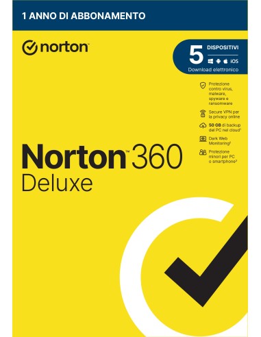 Norton 360 Deluxe 2024 | Antivirus per 5 dispositivi | Licenza di 1 anno | Secure VPN e Password Manager | PC, Mac, tablet e