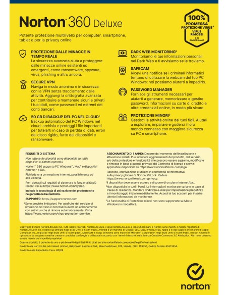 Norton 360 Deluxe 2024 | Antivirus per 5 dispositivi | Licenza di 1 anno | Secure VPN e Password Manager | PC, Mac, tablet e
