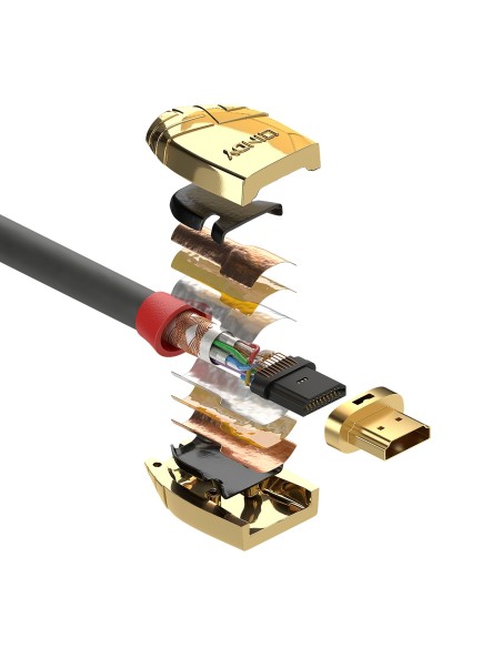 Lindy 37866 cavo HDMI 10 m HDMI tipo A (Standard) Oro, Grigio