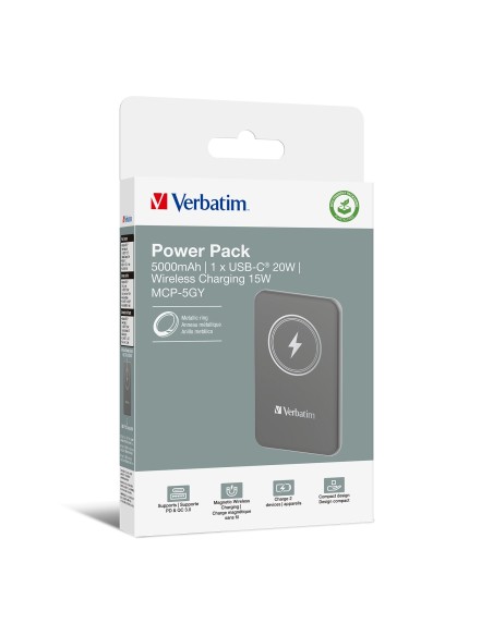 Verbatim Charge 'n' Go Polimeri di litio (LiPo) 5000 mAh Carica wireless Grigio