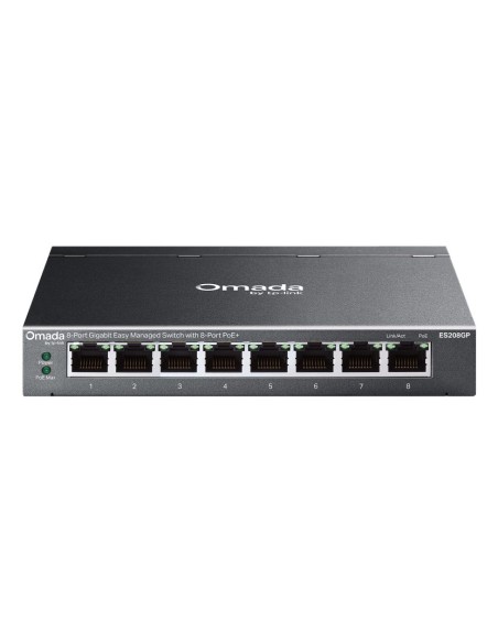 TP-Link Omada ES208GP switch di rete Gestito L2 Gigabit Ethernet (10 100 1000) Supporto Power over Ethernet (PoE) DIN rail Nero