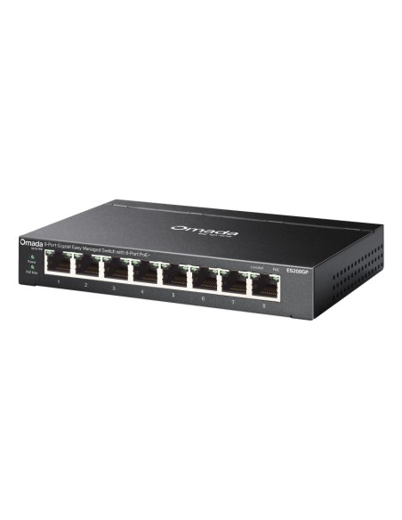 TP-Link Omada ES208GP switch di rete Gestito L2 Gigabit Ethernet (10 100 1000) Supporto Power over Ethernet (PoE) DIN rail Nero