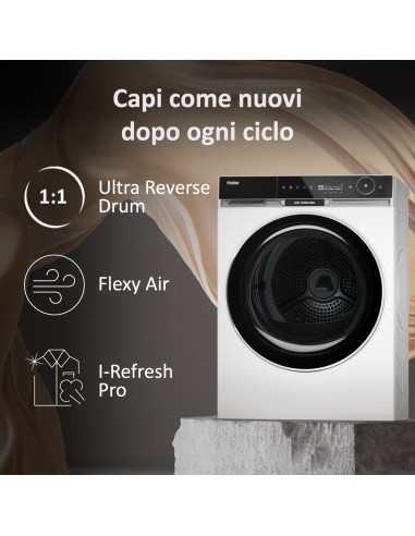 Haier Ultra X11, Asciugatrice 9 KG, Classe C, Bianco, Inverter, I-Refresh PRO, Wi-Fi, Smart AI, Ultra Reverse, HD90-A3Q397U1-S
