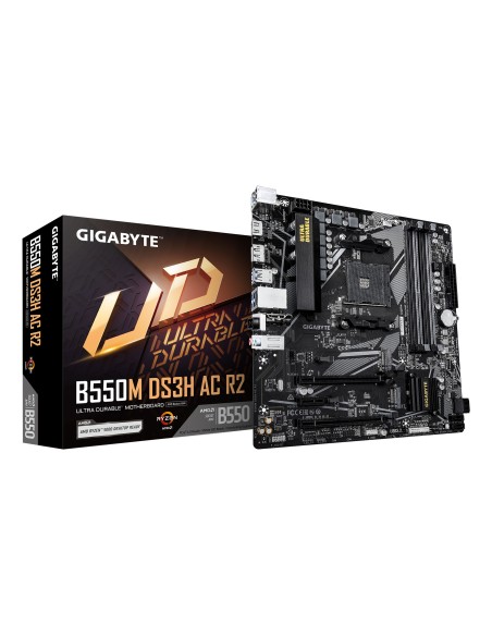 GIGABYTE B550M DS3H AC R2 Scheda madre - CPU AMD Ryzen 5000, VRM a 5+3 fasi, fino a 4733 MHz DDR4 (O.C.), 1x M.2 PCIe 4.0 + 1x