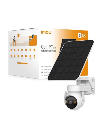 Imou Cell PT Kit - Telecamera da Esterno a batteria con risoluzione 2K (3MP), Rilevamento Movimento Umano, Visione Notturna a