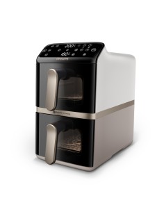 Philips Serie 4000 Airfryer doppio cestello Verticale, Friggitrice ad aria da 10L, 13 metodi di cottura, Rivestimento ceramica
