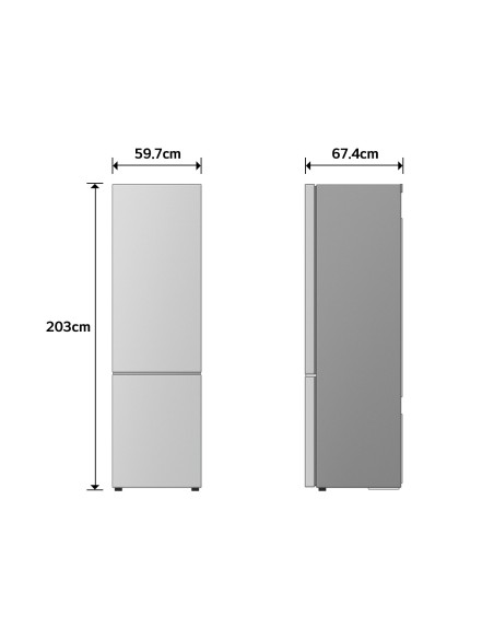 LG GBBS726CPY Frigorifero combinato Fit & Max 60cm, Classe C, 375L, AI Inverter, Prime Silver