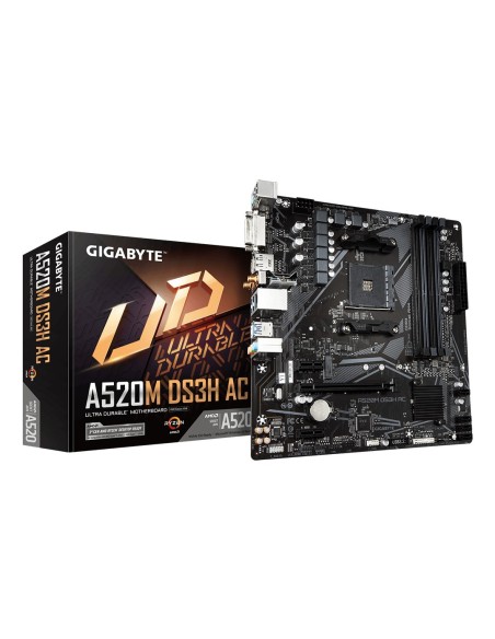 GIGABYTE A520M DS3H AC Scheda Madre - CPU AMD Ryzen Serie 5000, VRM 5+3 fasi, fino a 4733 MHz DDR5 (OC), 1xPCIe 3.0 M.2, LAN