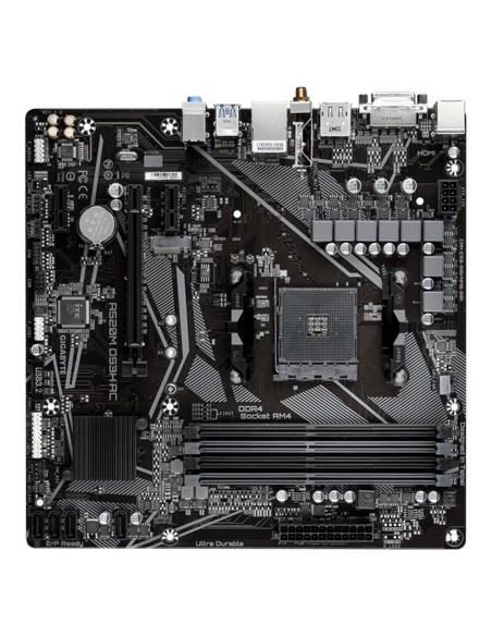 GIGABYTE A520M DS3H AC Scheda Madre - CPU AMD Ryzen Serie 5000, VRM 5+3 fasi, fino a 4733 MHz DDR5 (OC), 1xPCIe 3.0 M.2, LAN