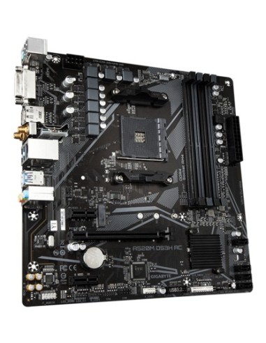GIGABYTE A520M DS3H AC Scheda Madre - CPU AMD Ryzen Serie 5000, VRM 5+3 fasi, fino a 4733 MHz DDR5 (OC), 1xPCIe 3.0 M.2, LAN