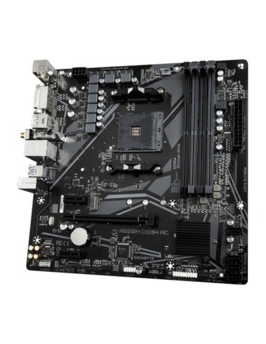 GIGABYTE A520M DS3H AC Scheda Madre - CPU AMD Ryzen Serie 5000, VRM 5+3 fasi, fino a 4733 MHz DDR5 (OC), 1xPCIe 3.0 M.2, LAN