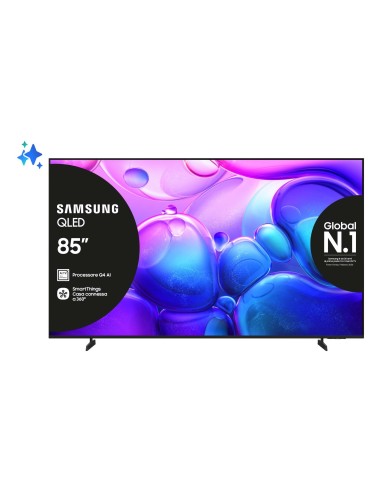 Samsung QLED 85" QE85Q6FAAUXZT 4K, Processore Q4 Lite, 4K Upscaling, Color Booster, OTS Lite, Metal Stream Design, Smart TV,